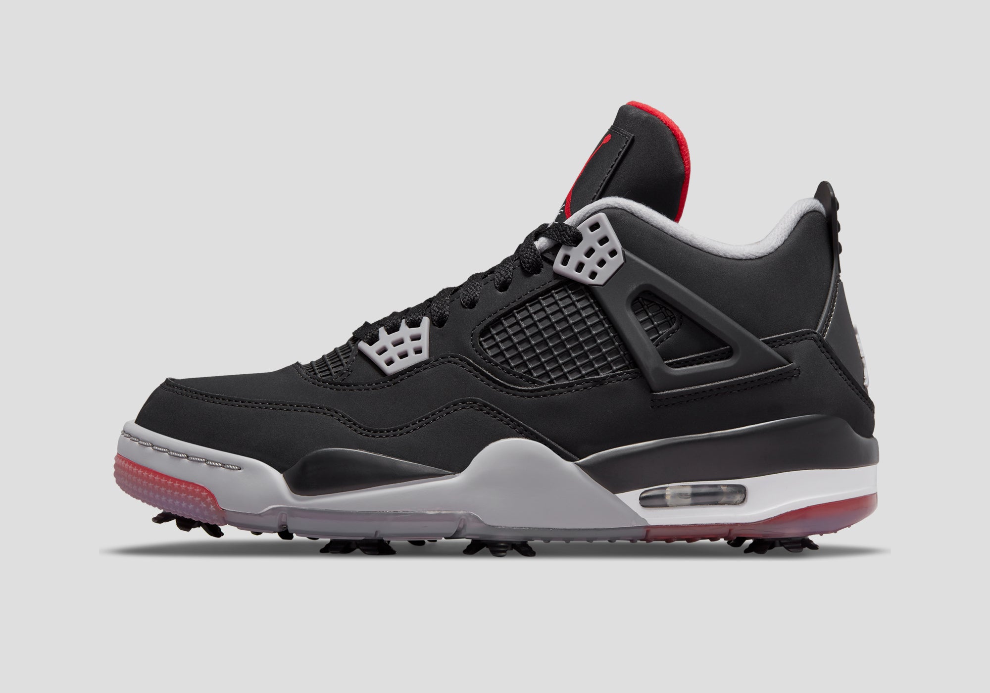 Nike Air Jordan 4 Golf Shoes-Black/Red-002-5